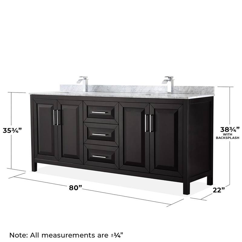 Wyndham Collection Daria 80" Free Standing Double Vanity Set with MDF