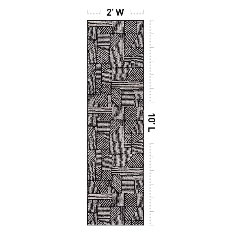 World Rug Gallery Contemporary Boho Stripes Black Area Rug