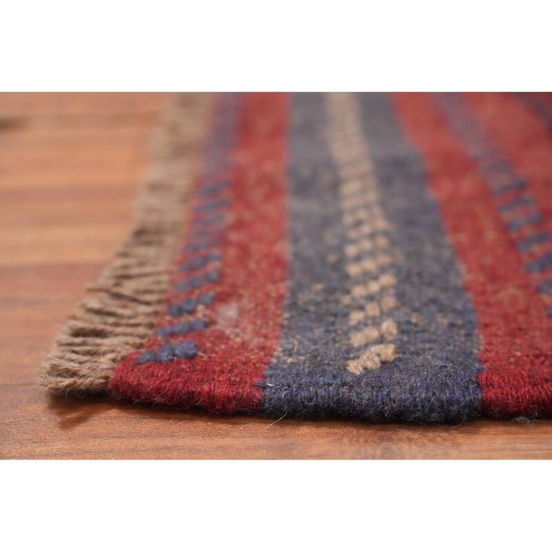 Hand Knotted Oriental 100% Wool Carpet Traditional Tribal Navy Blue & Blues Balouch Runner Rug - 7' 10'' X 1' 11''