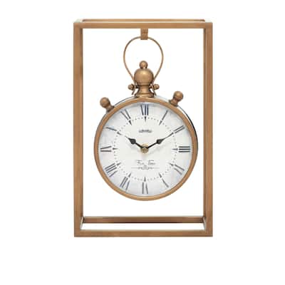 Metal Standing Stopwatch Clock - Bronze - Roche River Decor - 4"W x 9"L x 13"H