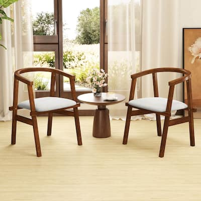 Set of 2/4 Wooden Dining Chairs Solid Rubber Wood Kitchen Chair