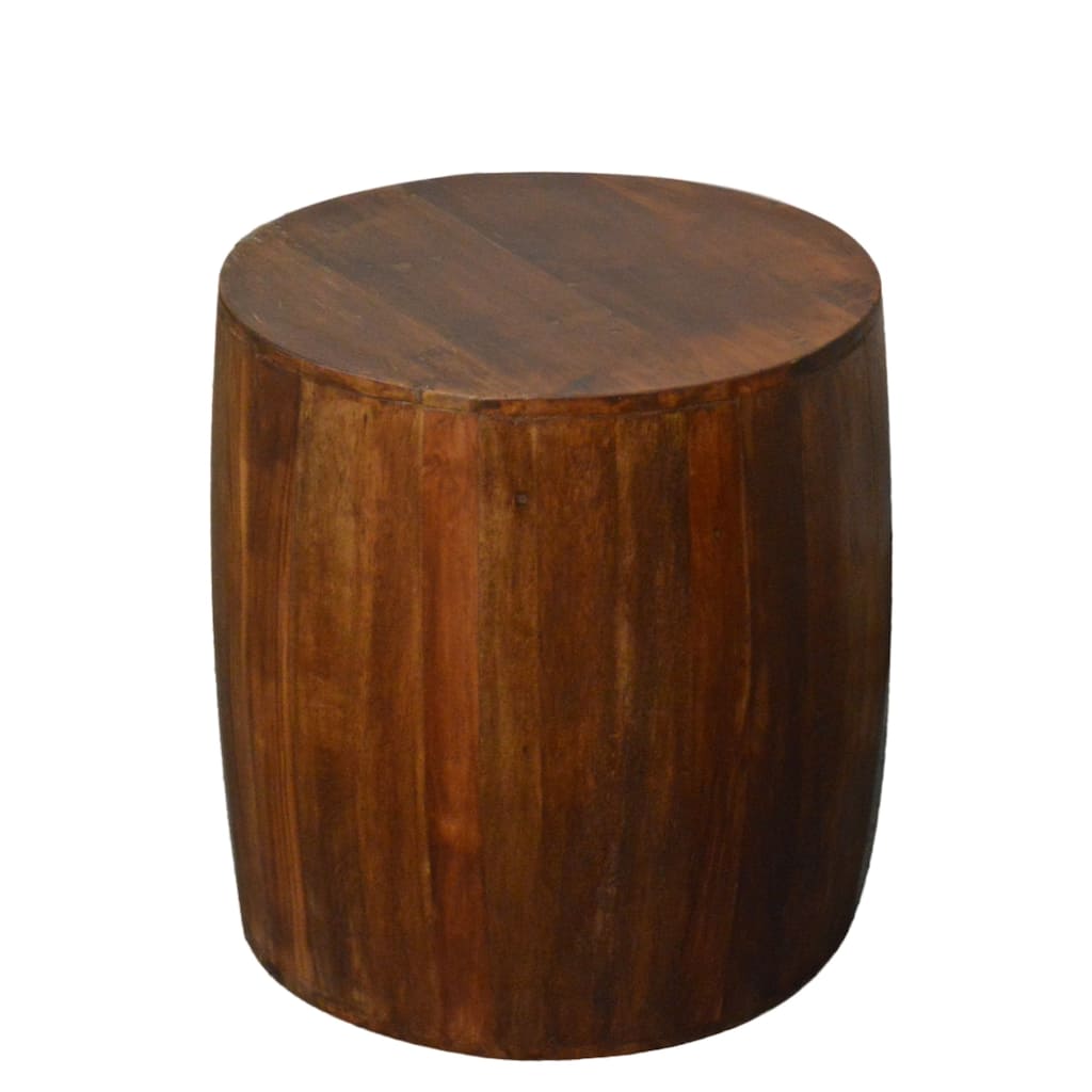 Reclaimed Wood round Drum Barrel shaped 18 inch Side table, Accent Table, End Table or Plant Stand.