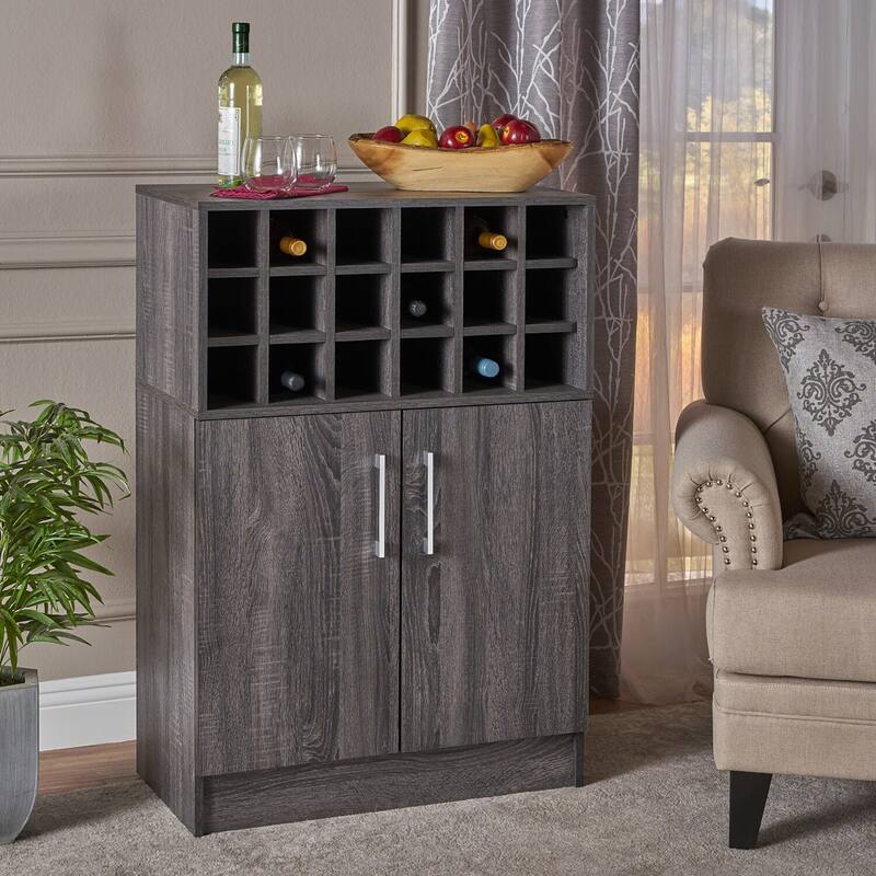 Wine Rack Storage, Kitchen Sideboard Buffet, Glass Holder and Drawers, 42.5''H - Grey