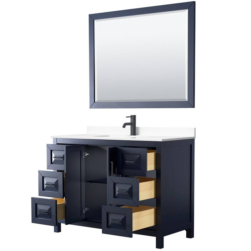 Daria 48 Inch Single Vanity, Cultured Marble Top, 46 Inch Mirror