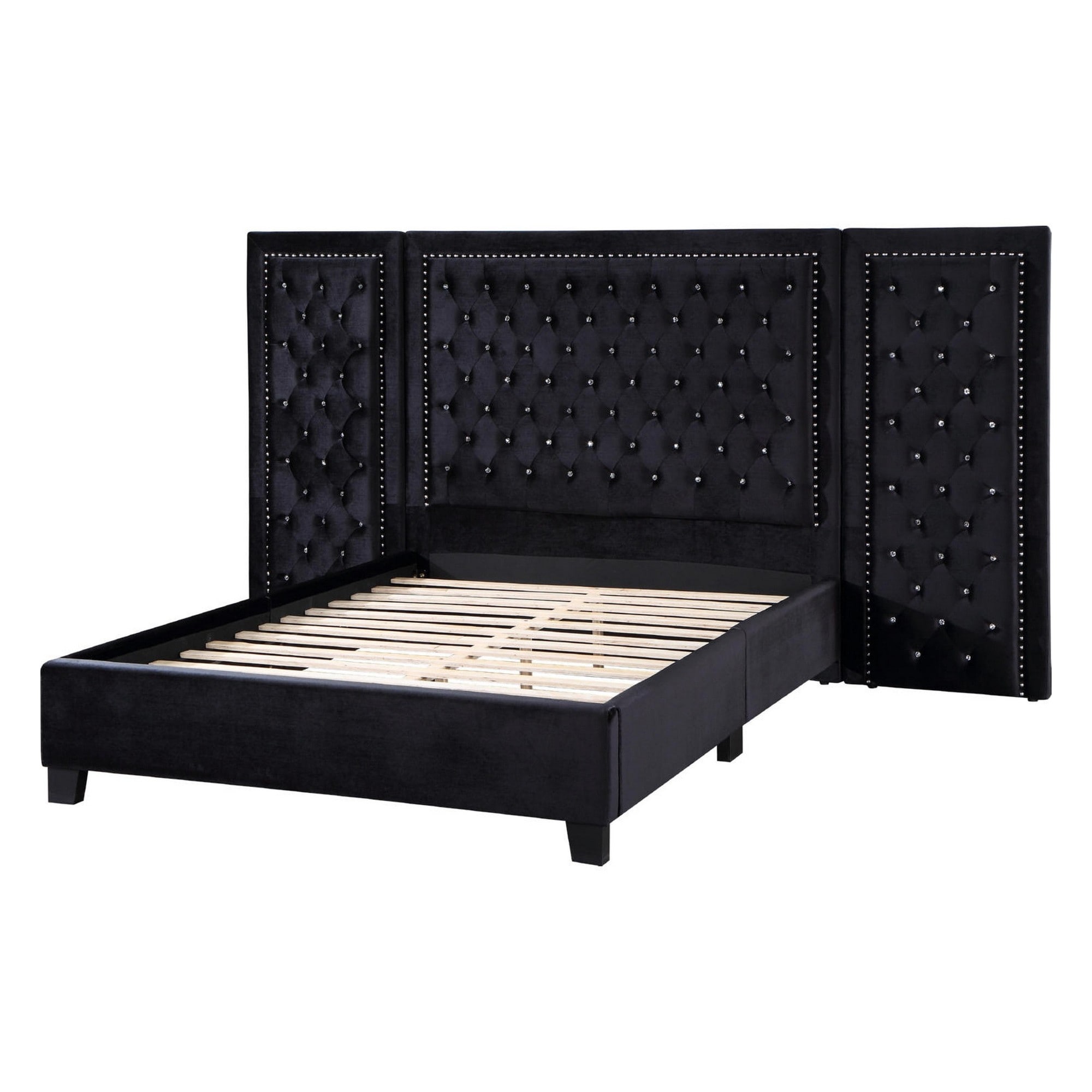 Black tufted bed with crystals discount