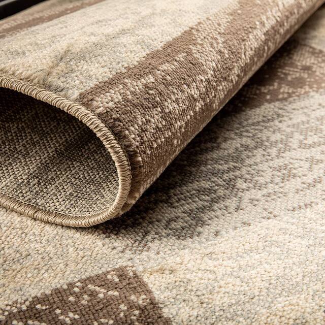 Miranda Haus Geometric Modern Patchwork Polypropylene Indoor Area Rug