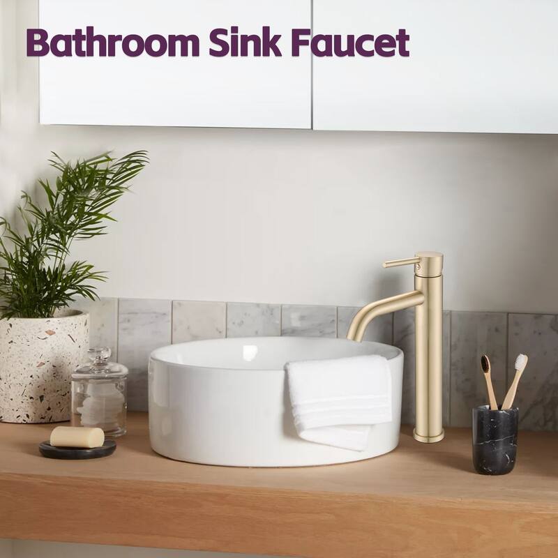 Modern Tall Vessel Single Handle Bathroom Sink Faucet with Controllable Flow and Temperature, Anti Corrosion and Anti Rust