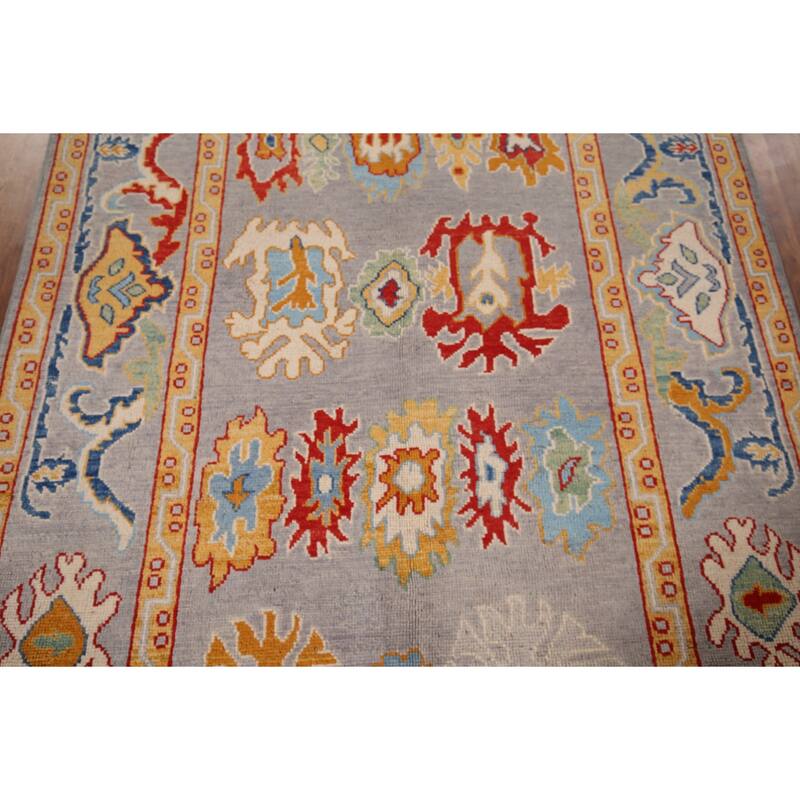 Gray Oushak Oriental Area Rug Handmade Wool Carpet - 5'2" x 7'10"