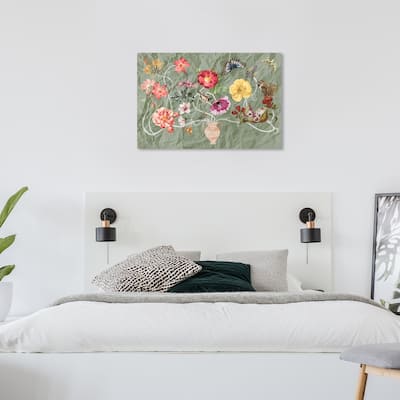 Wynwood Studio Canvas Floral and Botanical Magic Lamp Vase Gray and Pastel Orange Farmhouse Wall Art Canvas Print