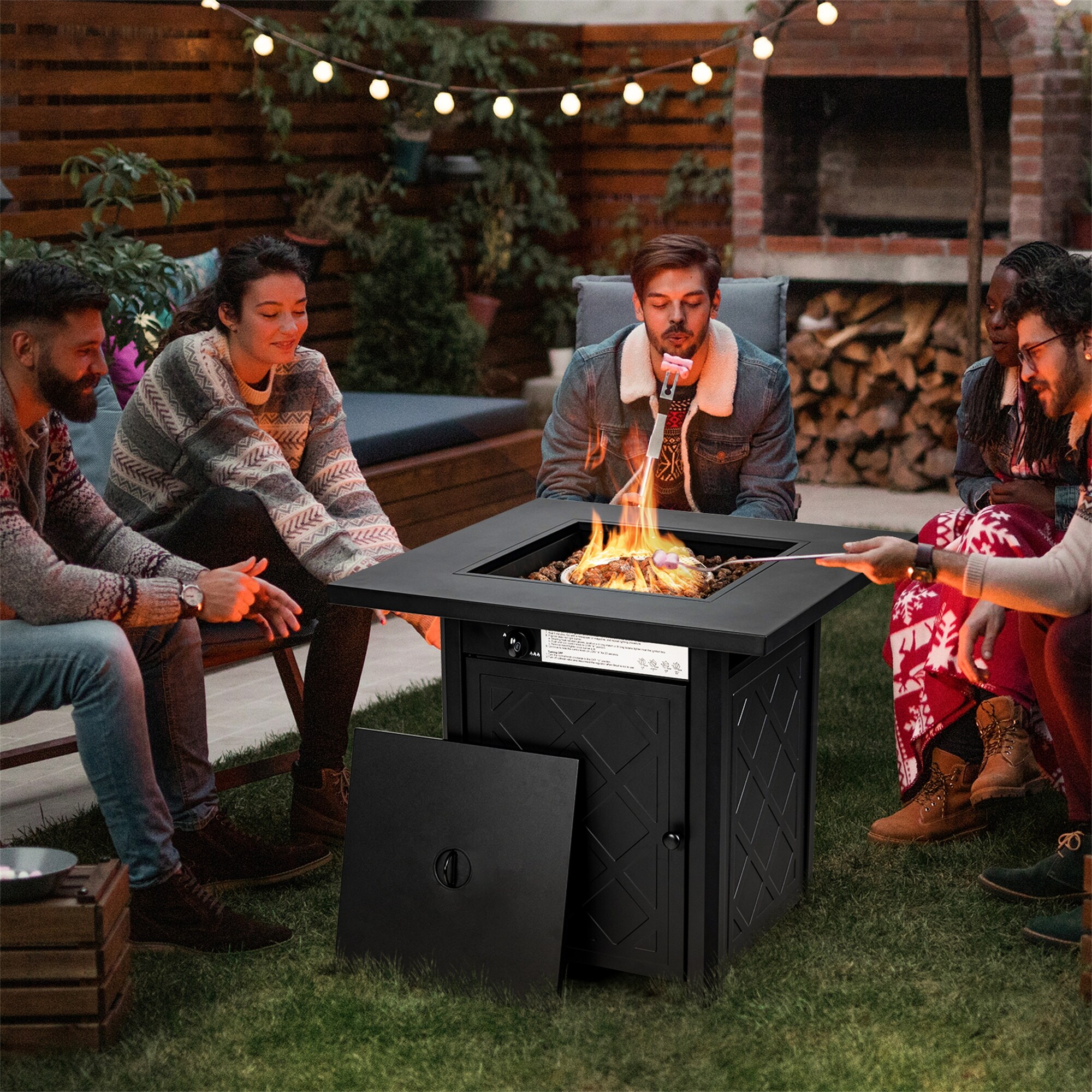 28 Inch Propane 50 000 BTU Patio Square Gas Fireplace with Lava Rock - On  Sale - Bed Bath u0026 Beyond - 37570226