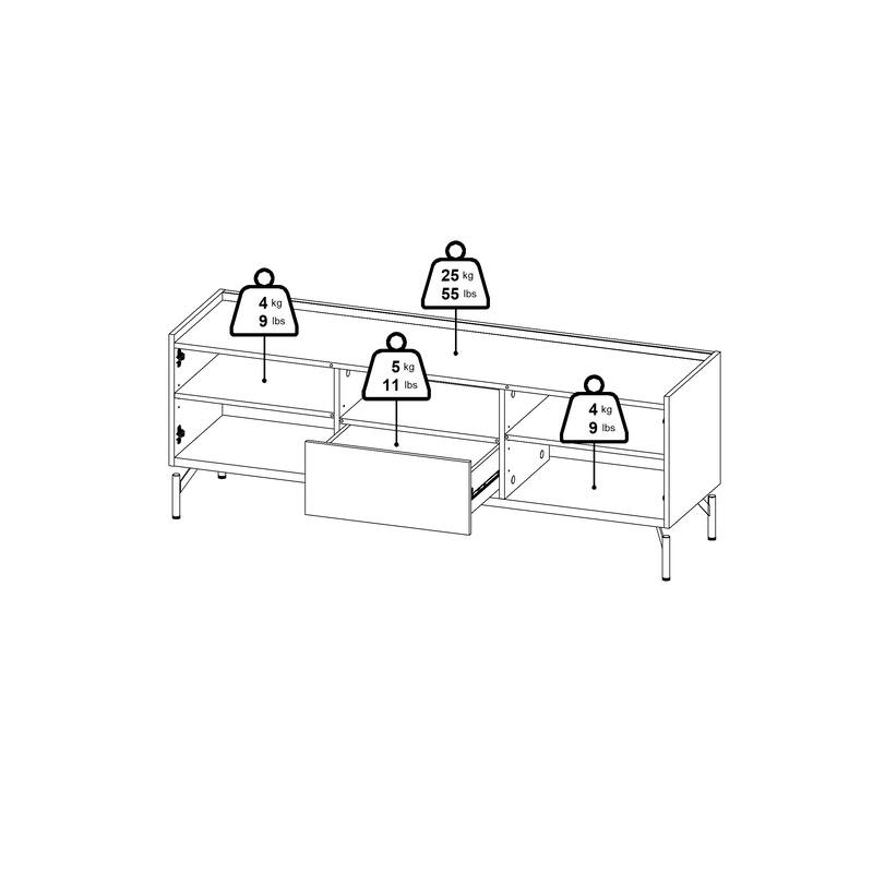 Carson Carrington Bergen TV Stand with 2 doors and 1 drawer, Catania Oak / Matte Black