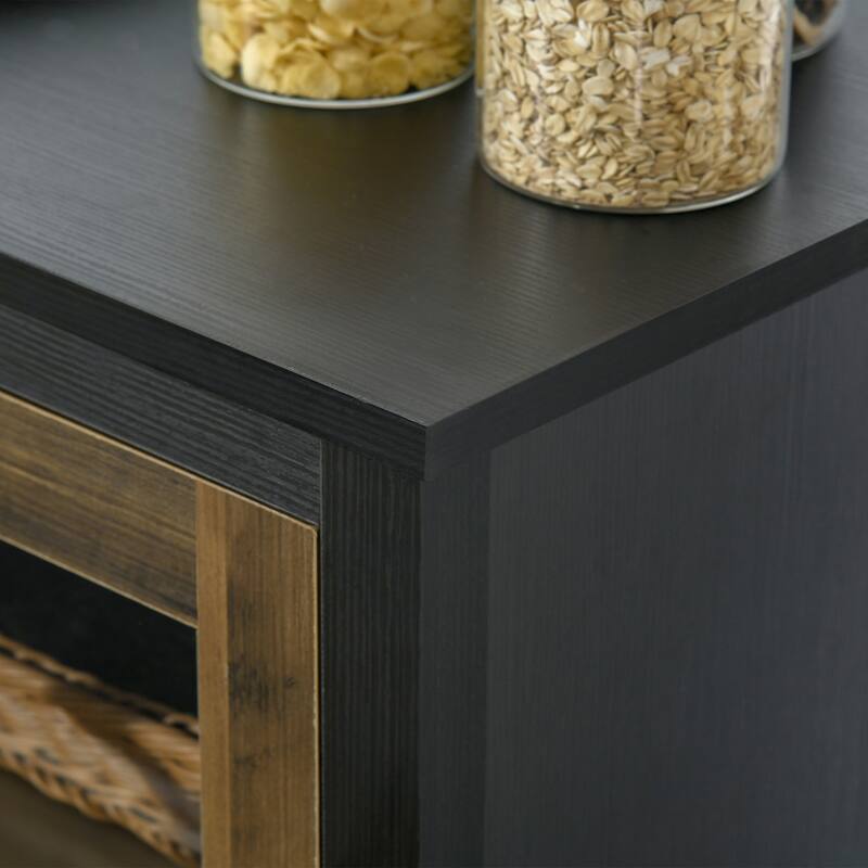 HOMCOM Kitchen Sideboard, Glass Door Buffet Cabinet, Accent Cupboard with Adjustable Storage Shelf for Living Room