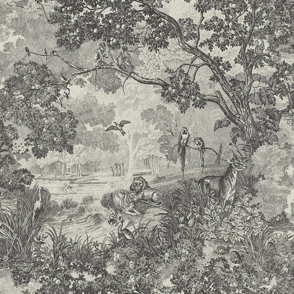 RoomMates Taupe & Grey Jungle Toile Peel and Stick Wallpaper