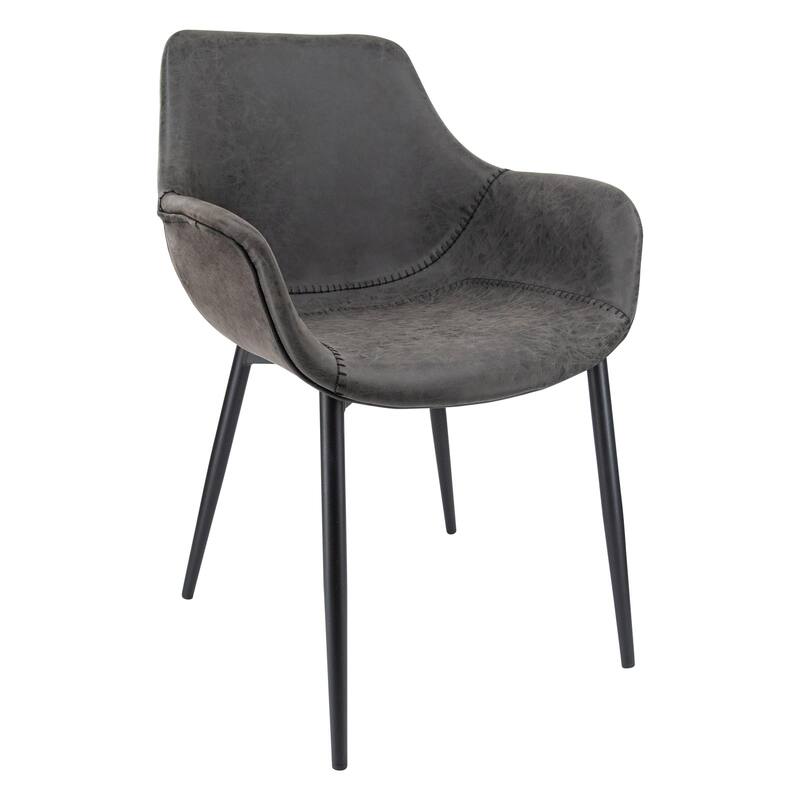Markley Leather Dining Chair with Iron Legs Set of 4 Modern Accent Armchair