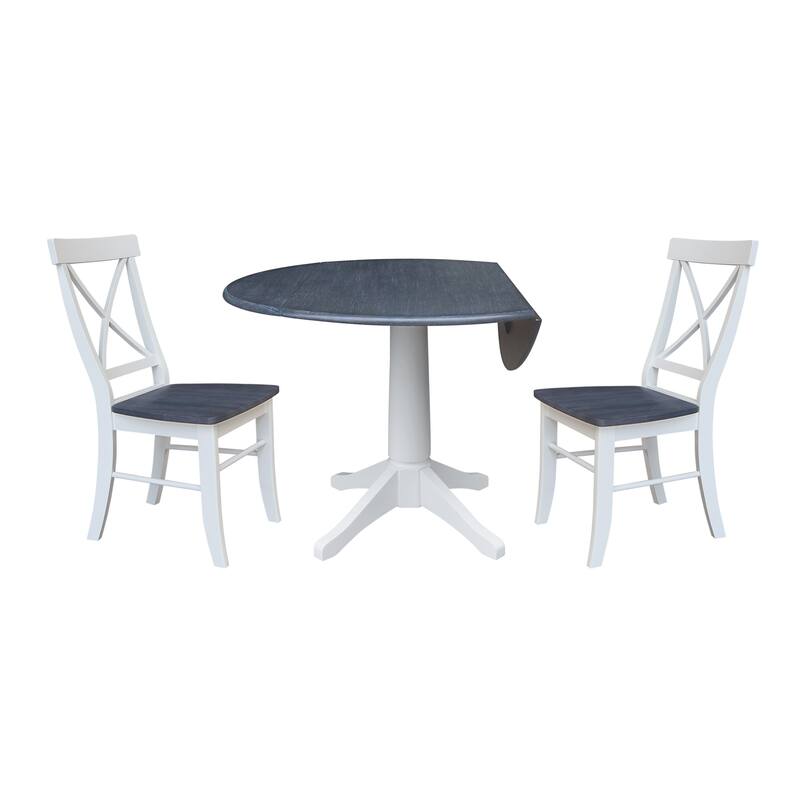 42" Round Top Dual Drop Leaf Pedestal Table with Dining Chairs