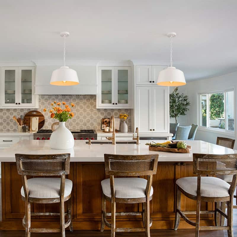 Nordic Style White 1-Light Dimmable Metal Pendant