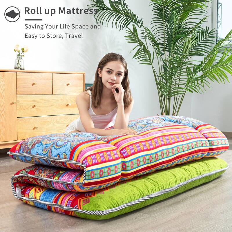 Boho Floral Pattern Japanese Floor Futon Mattress