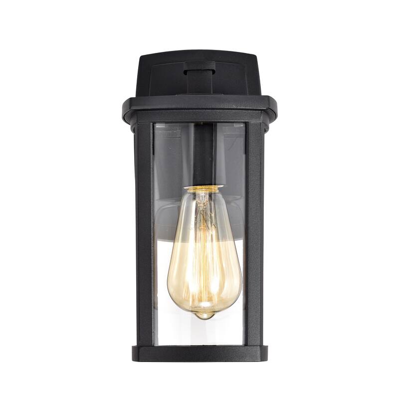 1-light Textured Black Outdoor Wall Lantern