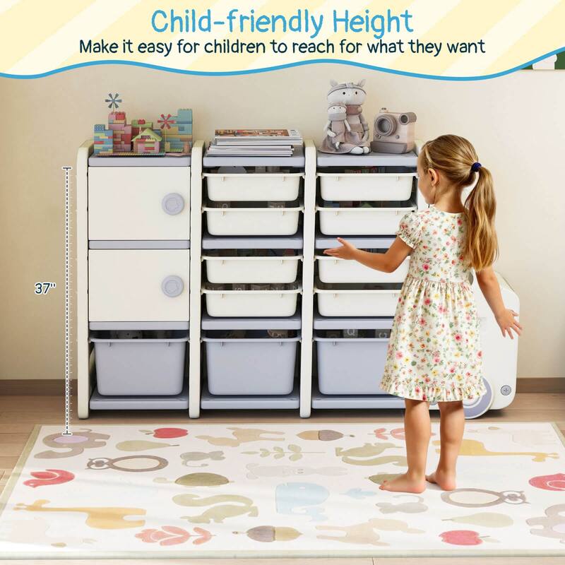 Costway Kids Toy Storage Organizer with 2 Cabinets & 11 Removable Bins - See Details