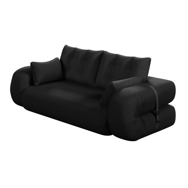 78.7" Teddy Fabric Multi-Functional Foldable 3-in-1 Sofa Bed with Pillows, Lazy Sofa Couch