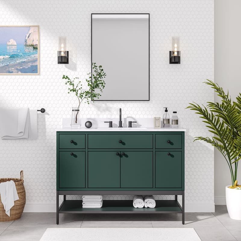 Avanity Paisley 48 in. Single Sink Vanity with Cala White Engineered Top - Green