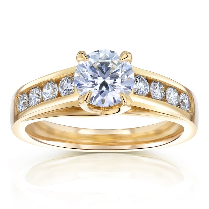 Kobelli 1.45 Carats Diamond 14k Solid Gold Round Lab Grown Channel Engagement Ring (Certified, EF/VS/EX) - 8.5 - Yellow