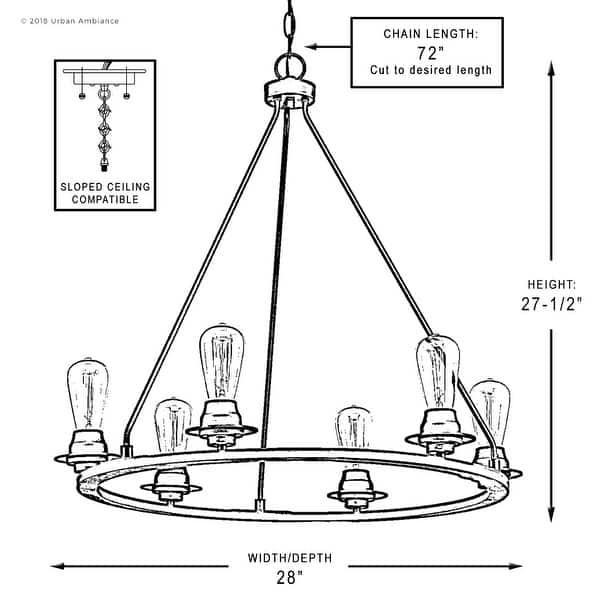 Luxury Industrial Chic Chandelier, 27.5"H x 28"W, with Vintage Style, Charcoal Finish by Urban Ambiance