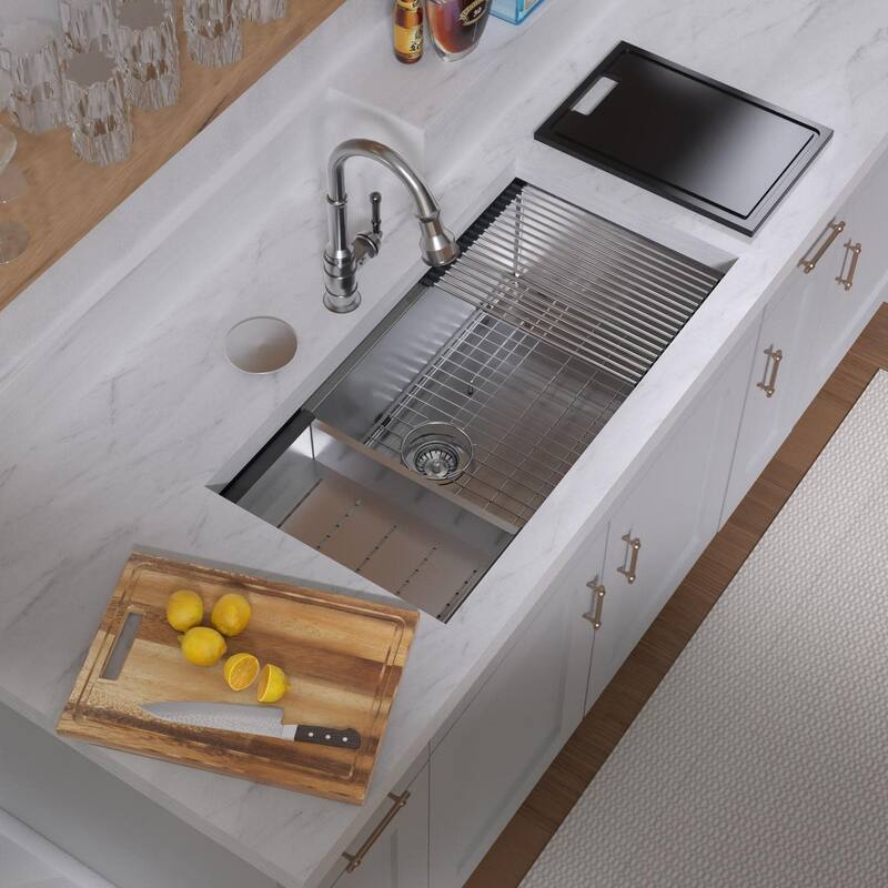 Whitehaus WHSW3619 36" Undermount Single Basin Stainless Steel Kitchen - Brushed Stainless Steel