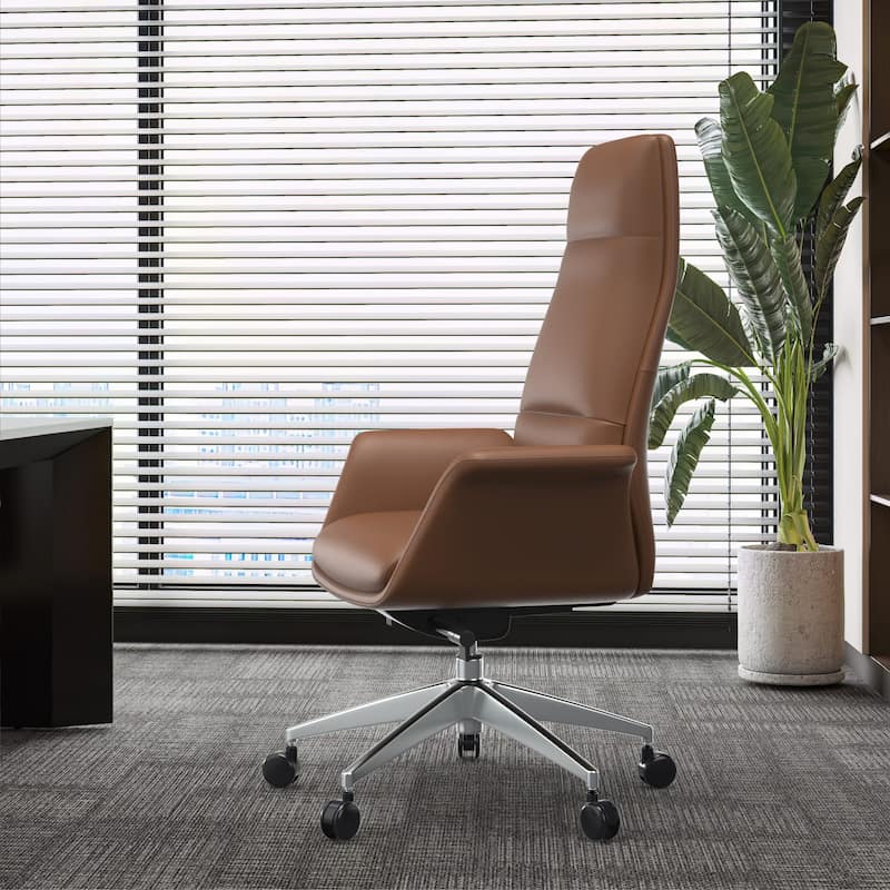 Summit High-Back Leather Office Chair with Swivel and Tilt