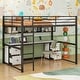 preview thumbnail 15 of 24, Full Size Metal Loft Bed with Desk, Drawers and Bedside Tray, Charging Station, USB and Socket