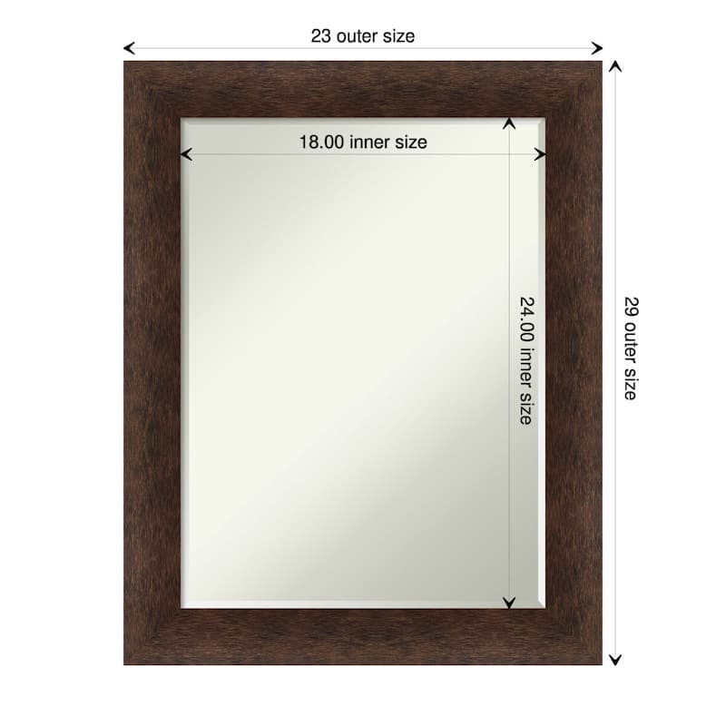 Warm Walnut Half-Inch-Beveled Wood Bathroom Wall Mirror - Warm Walnut - Glass Size 18x24 - Warm Walnut
