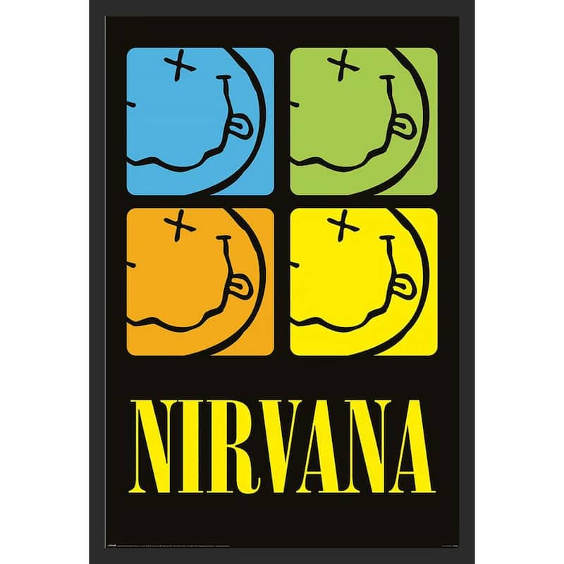 Nirvana - Smiley Squares Framed Art Poster - 24 x 36 Inch