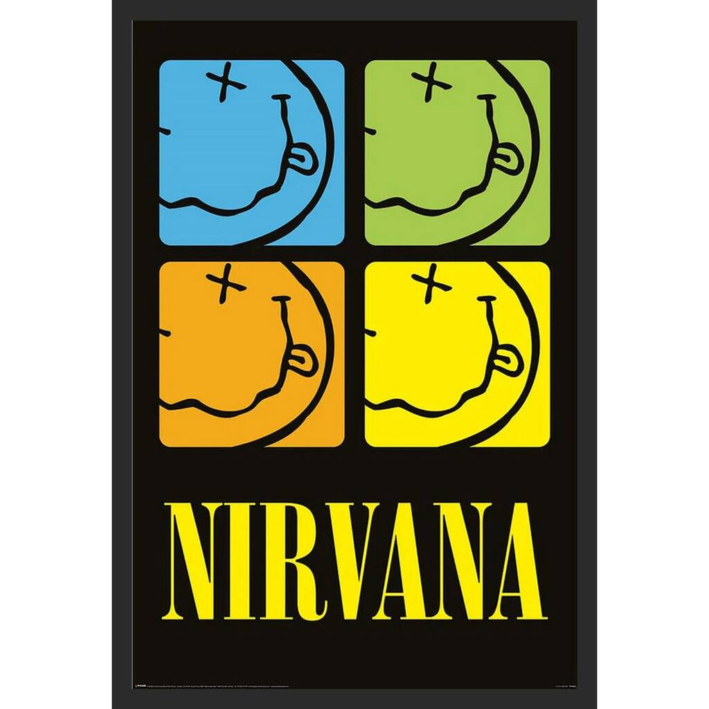 Nirvana - Smiley Squares Framed Art Poster - 24 x 36 Inch