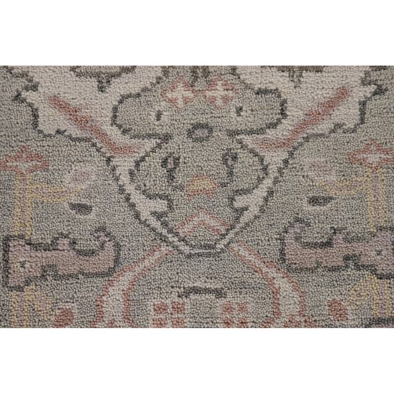 Floral Grey Oushak Oriental Runner Rug Handmade Wool Carpet - 2'7"x 9'11"
