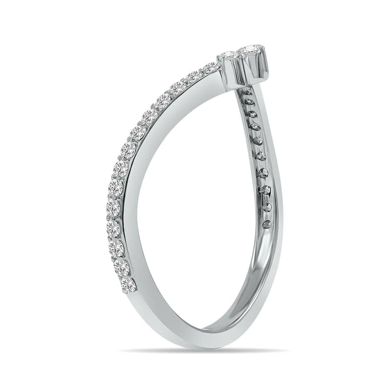 Marquee 1/3 CTW V Shaped Lab Grown Diamond Ring in 10K White Gold (F-G Color, VS1- VS2 Clarity)