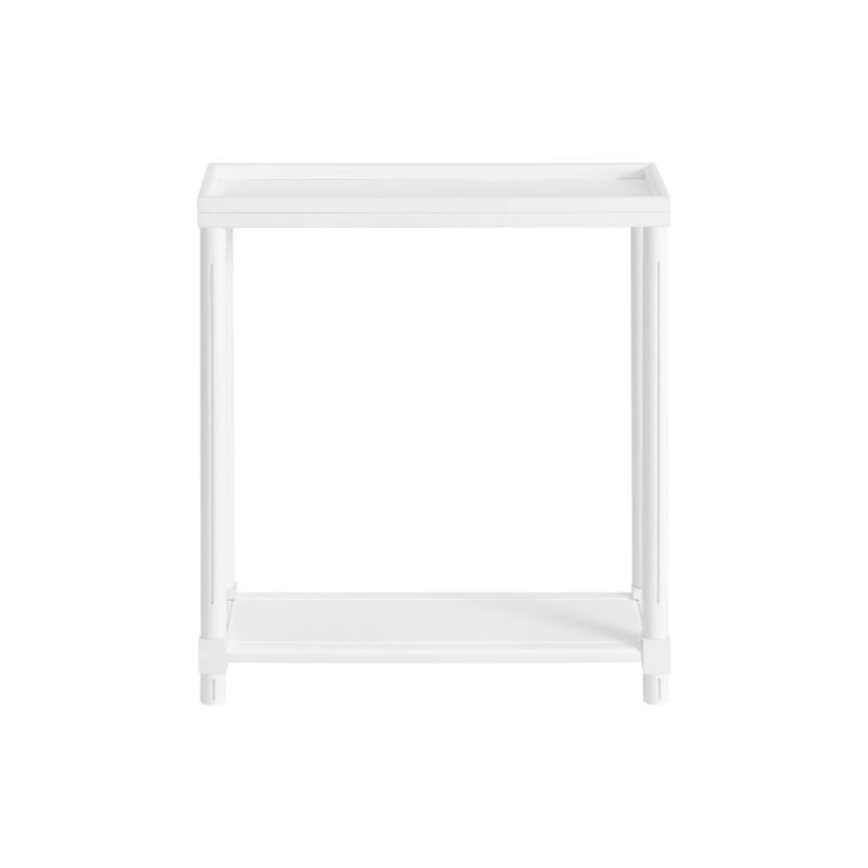 Wood Narrow End Table Set with Shelf Storage, Rectangular Set of 2 - 8” x 22” x 24” (D x W x H)