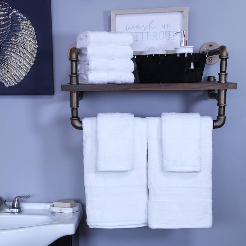 Superior 8 Piece Towel Set (2 Piece Bath Towel and 6 Piece Hand Towel), Rayon From Bamboo and Cotton - White