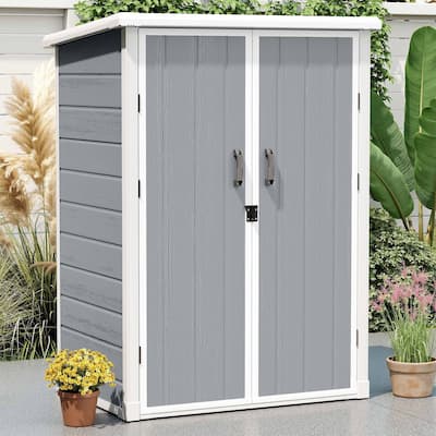 60 Cuft Outdoor Tall Storage Shed with 2 Shelves - N/A
