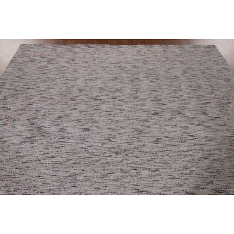 Striped Pink Gabbeh Oriental Area Rug Hand-Knotted Wool Carpet - 7'10" x 9'9"