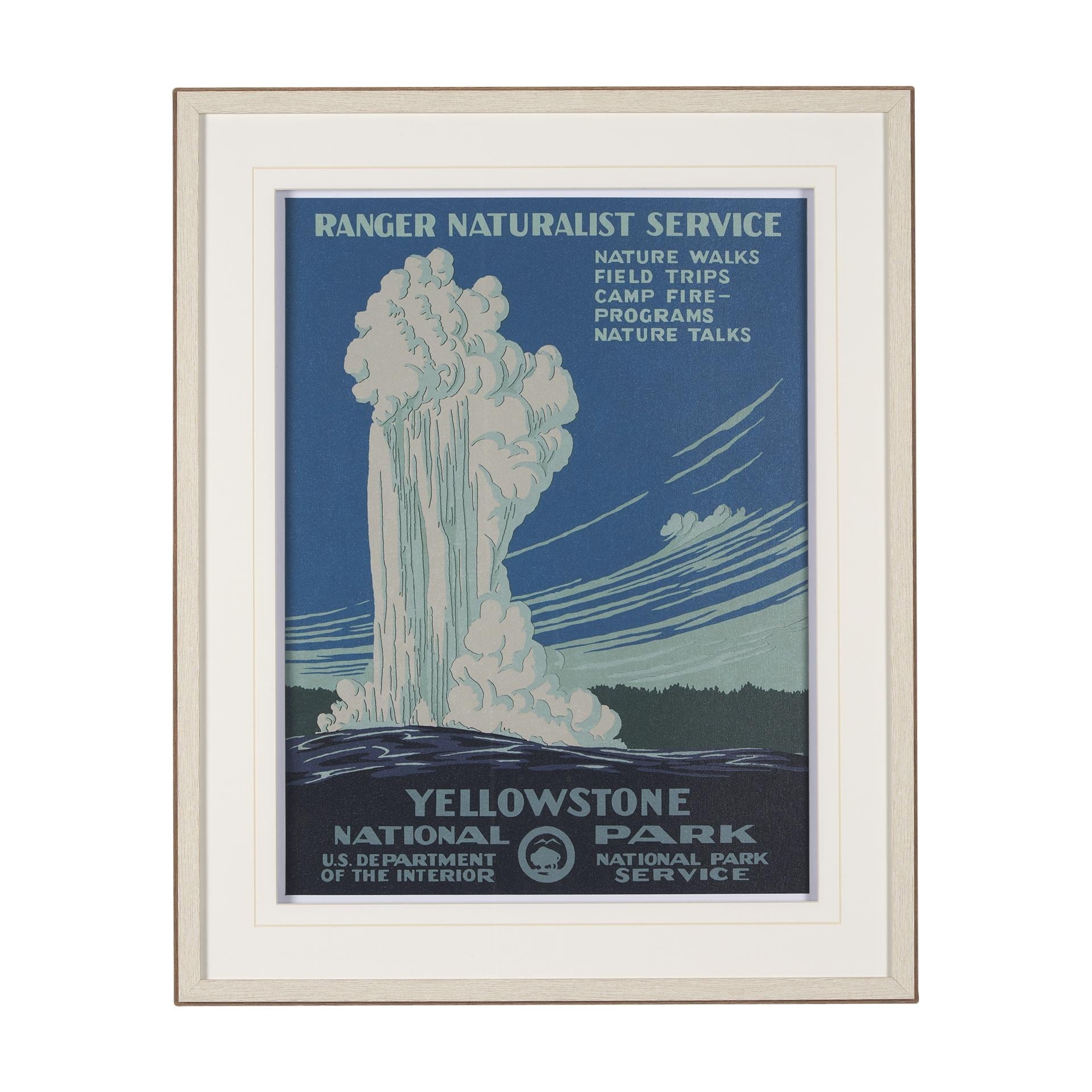 Mercana Yellowstone National Park by The Vinatage Collection a Framed Art Print Matted under Glass