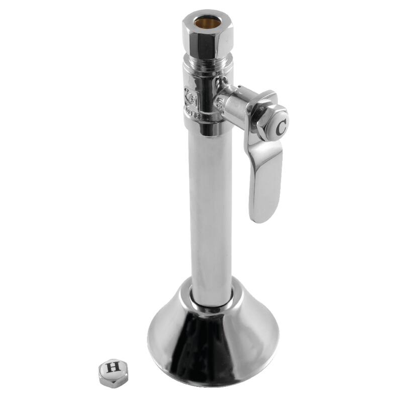 Kingston Brass Whitaker 1/2" Sweat x 3/8" O.D. Comp Straight Stop Valve with 5" Extension - Polished Chrome