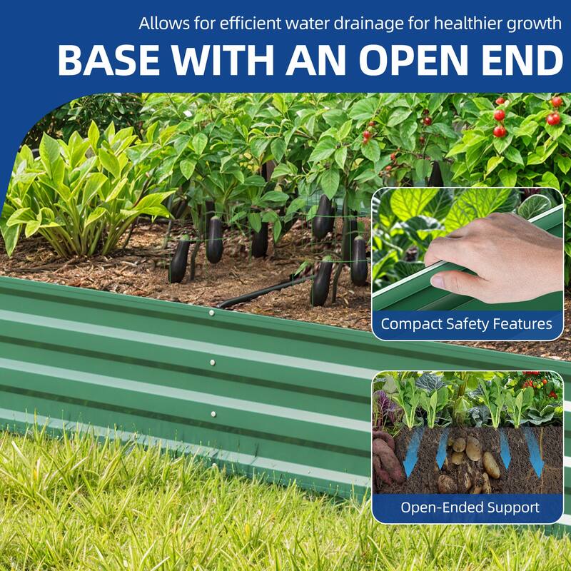 Moasis Outdoor Metal Raised Garden Bed with Gloves