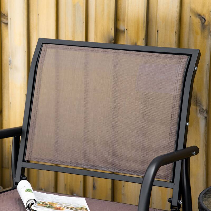 Outsunny Glider/Rocking Chair Set with Breathable Mesh Fabric, Curved Armrest
