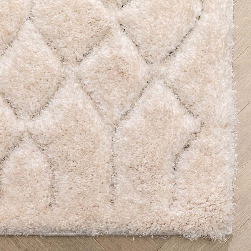 Well Woven Logan Winona Honeycomb Hexagon High Low Shag Area Rug