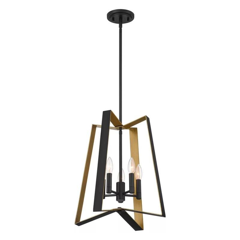 16" Wide Black and Gold 5-Light Pendant - 16" x 18"