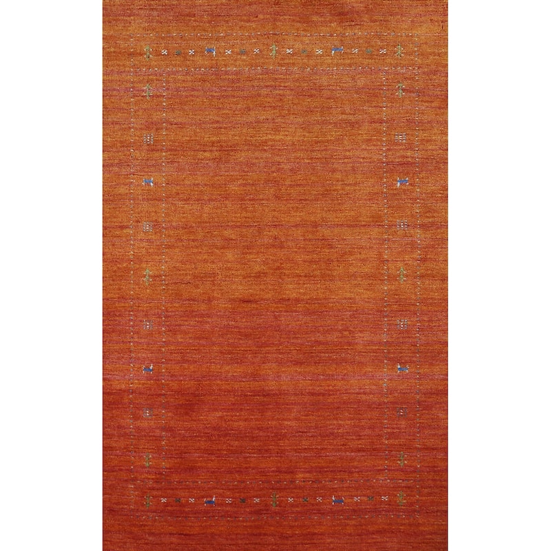 Gabbeh Indian Area Rug Hand-Knotted Tribal Oriental Wool Carpet - 4'10" x 7'7"