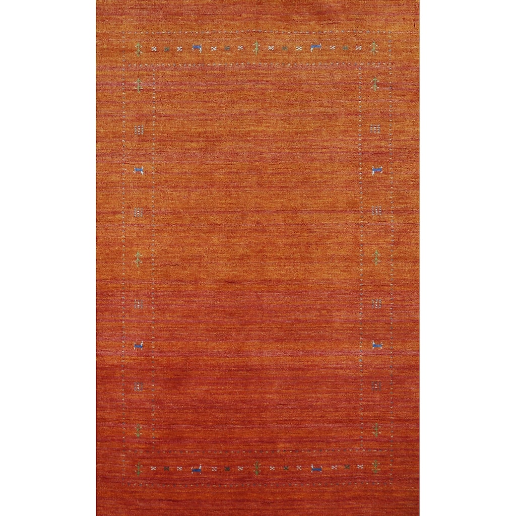 Gabbeh Indian Area Rug Hand-Knotted Tribal Oriental Wool Carpet - 4'10" x 7'7"