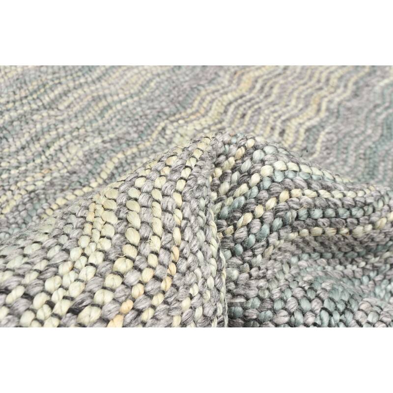 ECARPETGALLERY Braid weave Sienna Grey Wool Rug - 5'7 x 7'6