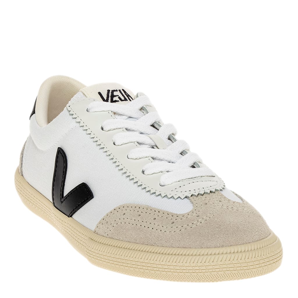 Veja Women's Volley Canvas Sneakers in White with Black