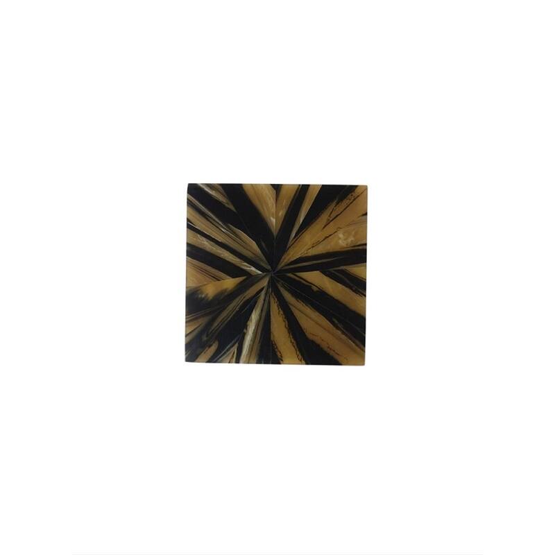 Set of 4 Coaster Black & Mustard Yellow MDF/ Horn Inlay - Black and Mustard